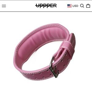 Pink Padded Leather Weight Lifting Belt